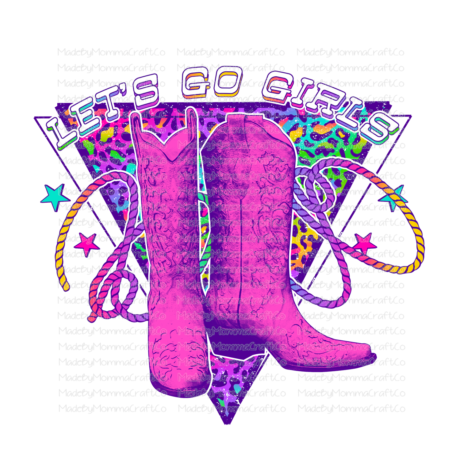Lets Go Girls Pink Boots Bright - Cheat Clear Waterslide™ or White Cast Sticker