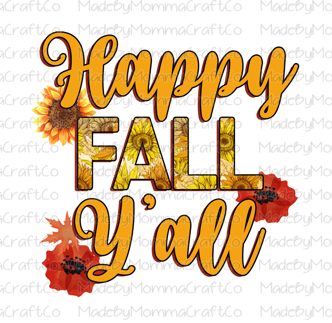 Happy Fall Y&#39;all - Cheat Clear Waterslide™ or White Cast Sticker