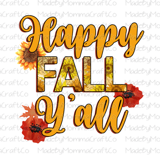 Happy Fall Y'all - Cheat Clear Waterslide™ or White Cast Sticker