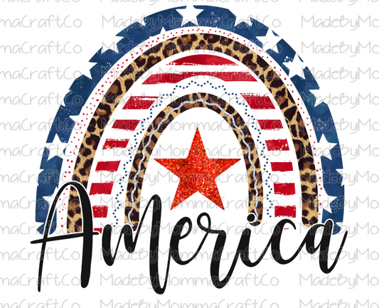 America Leopard Star Patriotic- Cheat Clear Waterslide™ or White Cast Sticker