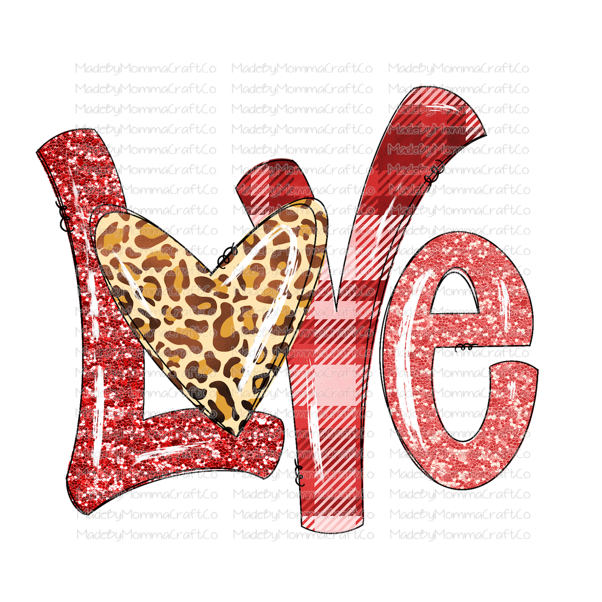 love vday leopard plaid- Cheat Clear Waterslide™ or White Cast Sticker