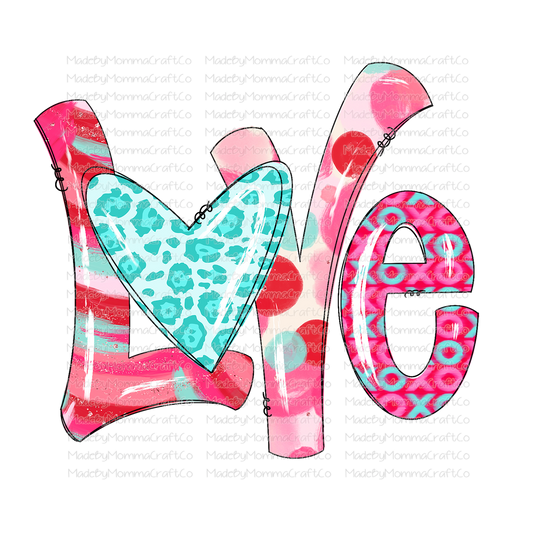 love vday red teal- Cheat Clear Waterslide™ or White Cast Sticker