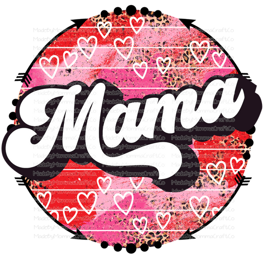 Pink Hearts Circle Mama Mini Set - Cheat Clear Waterslide™ or White Cast Sticker