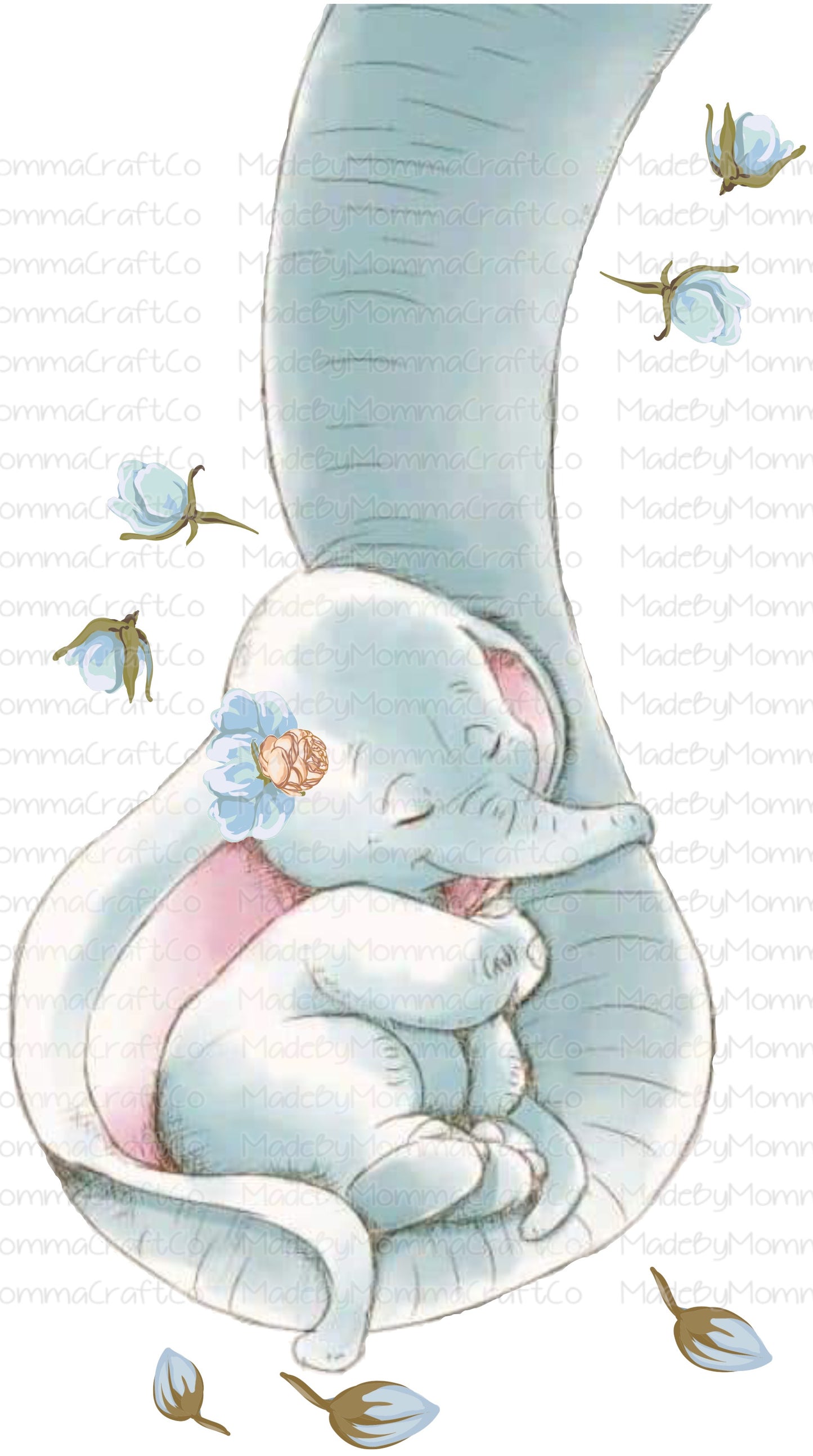 Mama Baby Elephant - Cheat Clear Waterslide™ or White Cast Sticker