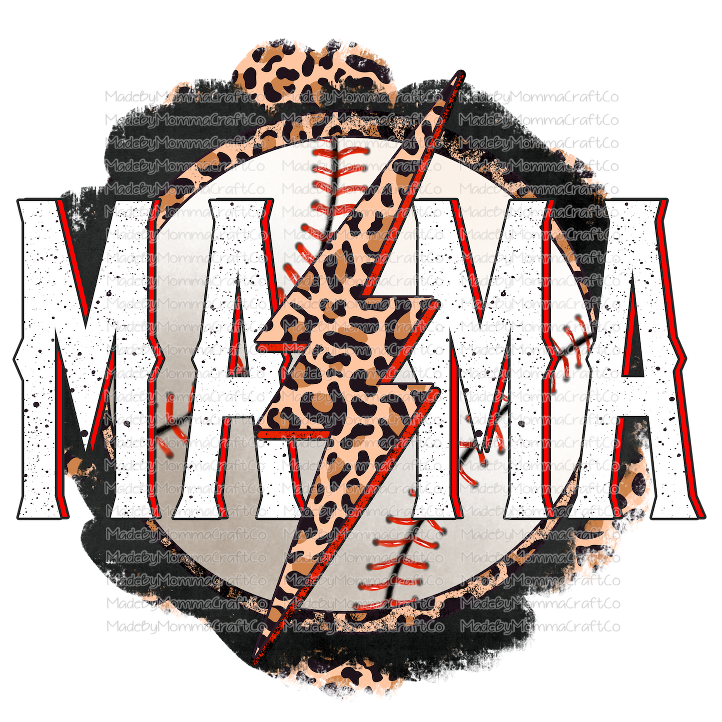 Mama Baseball Leopard Lightning - Cheat Clear Waterslide™ or White Cast Sticker