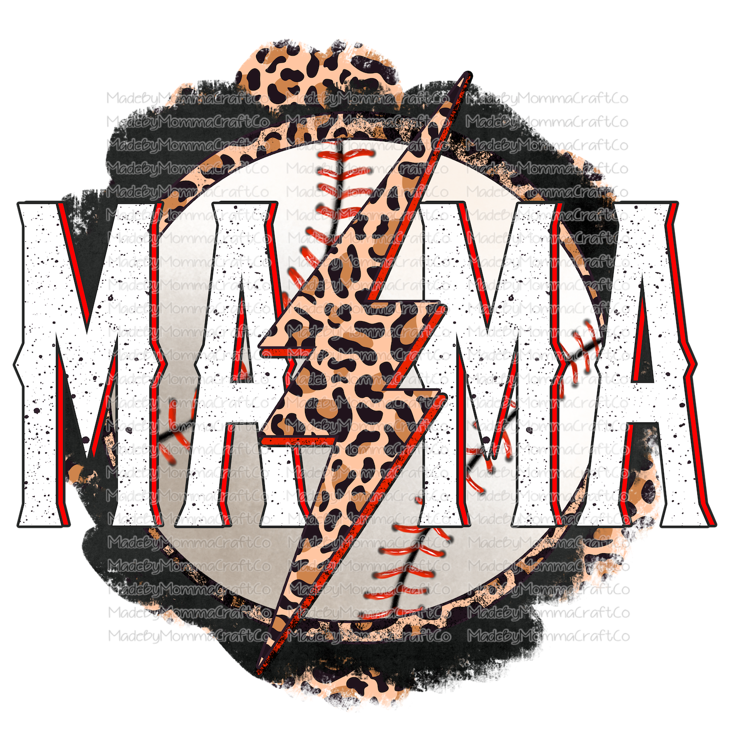 Mama Baseball Leopard Lightning - Cheat Clear Waterslide™ or White Cast Sticker