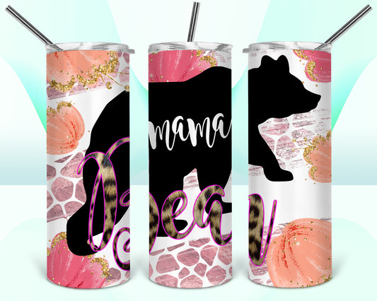 Mama Bear Pink And Purple Sublimation Tumbler Wrap - Or Clear Waterslide Wrap