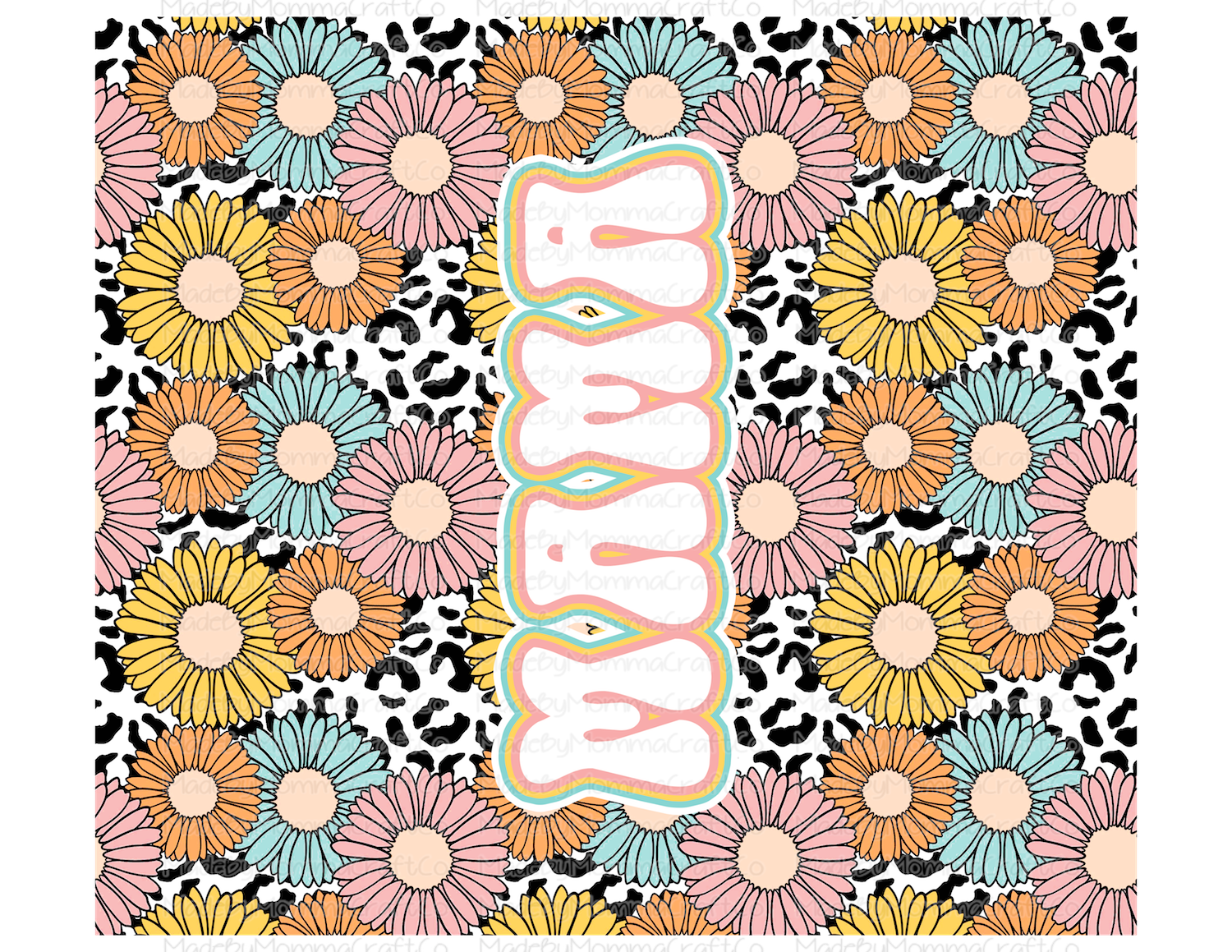 Mama Groovy Floral Tumbler Wrap - Sublimation Or Clear Waterslide Wrap