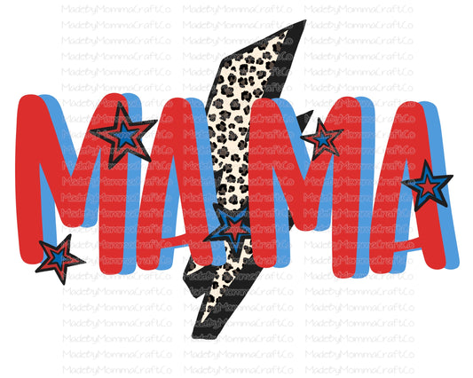 Mama Lightning Red Blue Leopard - Cheat Clear Waterslide™ or White Cast Sticker