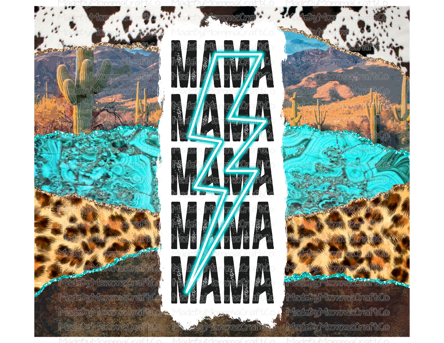 Mama Lightning Western Cactus Tumbler Wrap - Sublimation Or Clear Waterslide Wrap