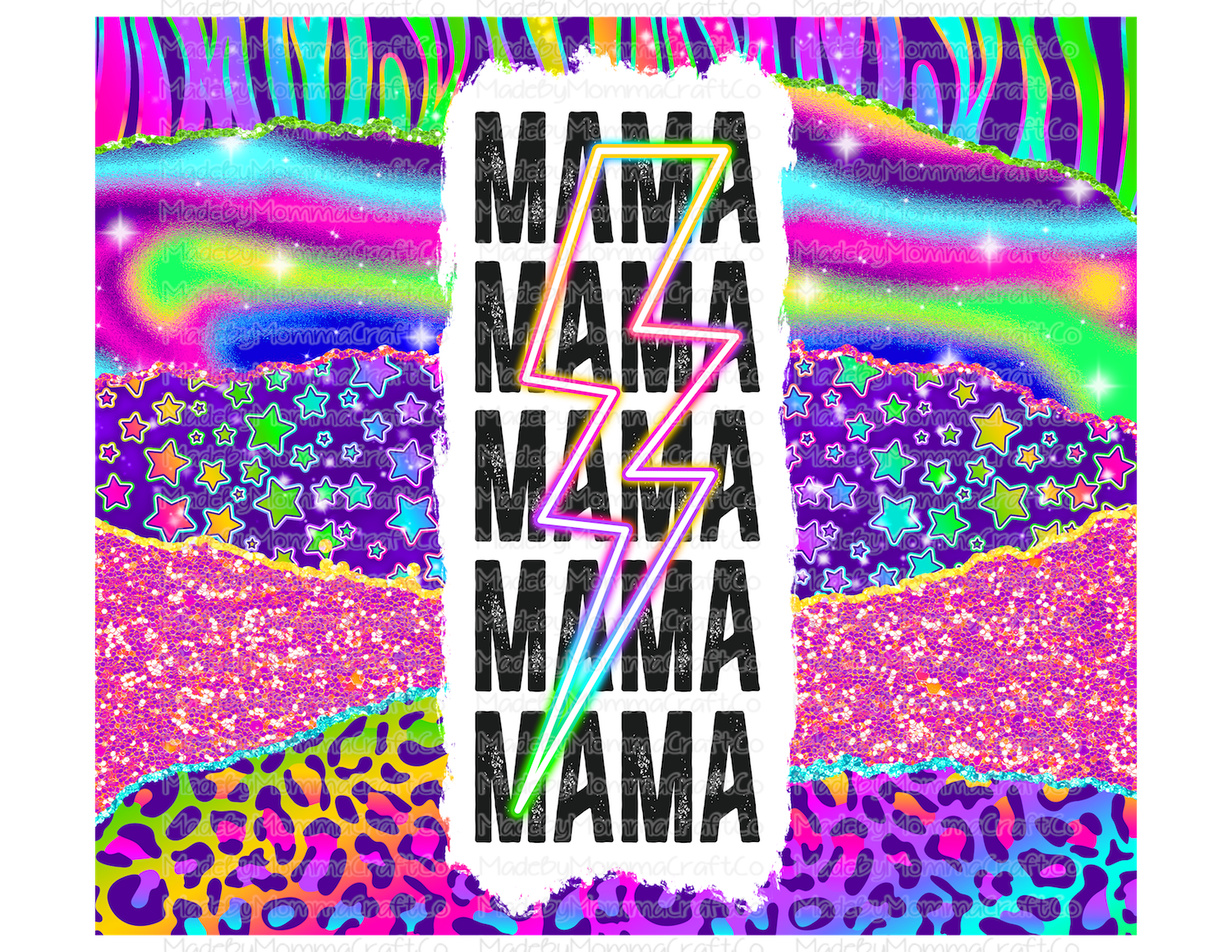 Mama Stacked 90s Tumbler Wrap - Sublimation Or Clear Waterslide Wrap