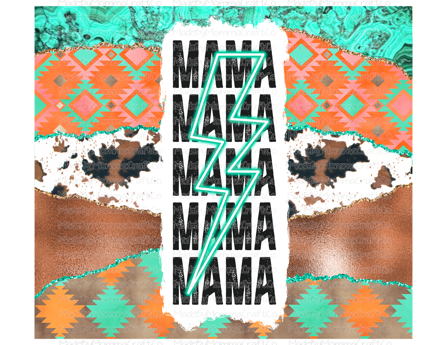 Mama Western Turquoise Tumbler Wrap - Sublimation Or Clear Waterslide Wrap