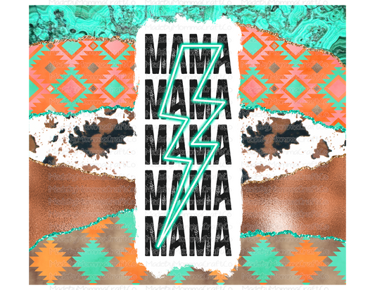 Mama Western Turquoise Tumbler Wrap - Sublimation Or Clear Waterslide Wrap