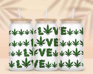 Marijuana Love Pot Leaf Sublimation Libbey Can Wrap