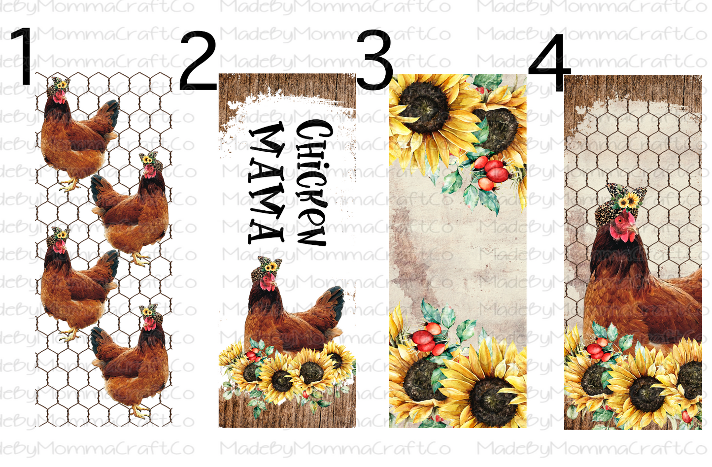 Chicken Mama Sunflower Pen Wraps - Printed Waterslide