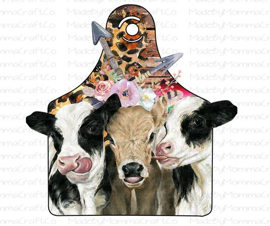 Cow Tag Three Calves  Cheat Clear Waterslide™ or White Cast Sticker