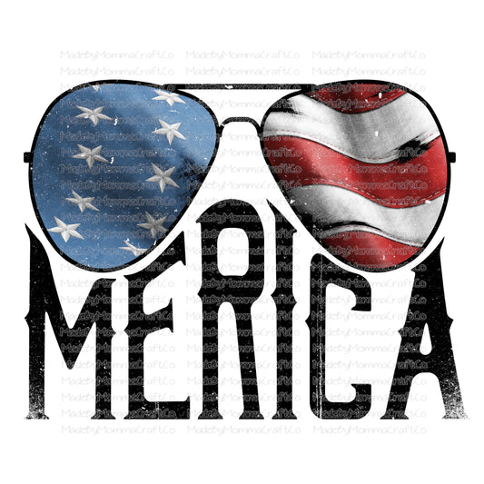 Merica Flag Glasses Distressed - Cheat Clear Waterslide™ or White Cast Sticker