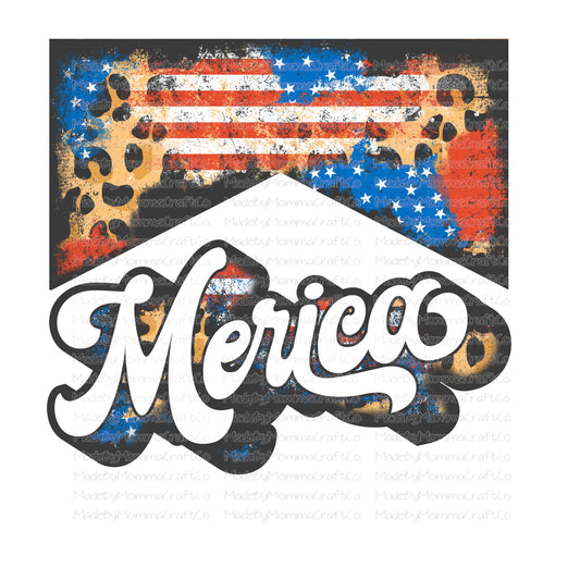 Merica Grunge Leopard Flag Retro - Cheat Clear Waterslide™ or White Cast Sticker