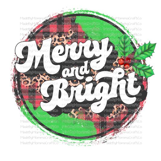 merry and bright circle plaid christmas -Cheat Clear Waterslide™ or White Cast Sticker