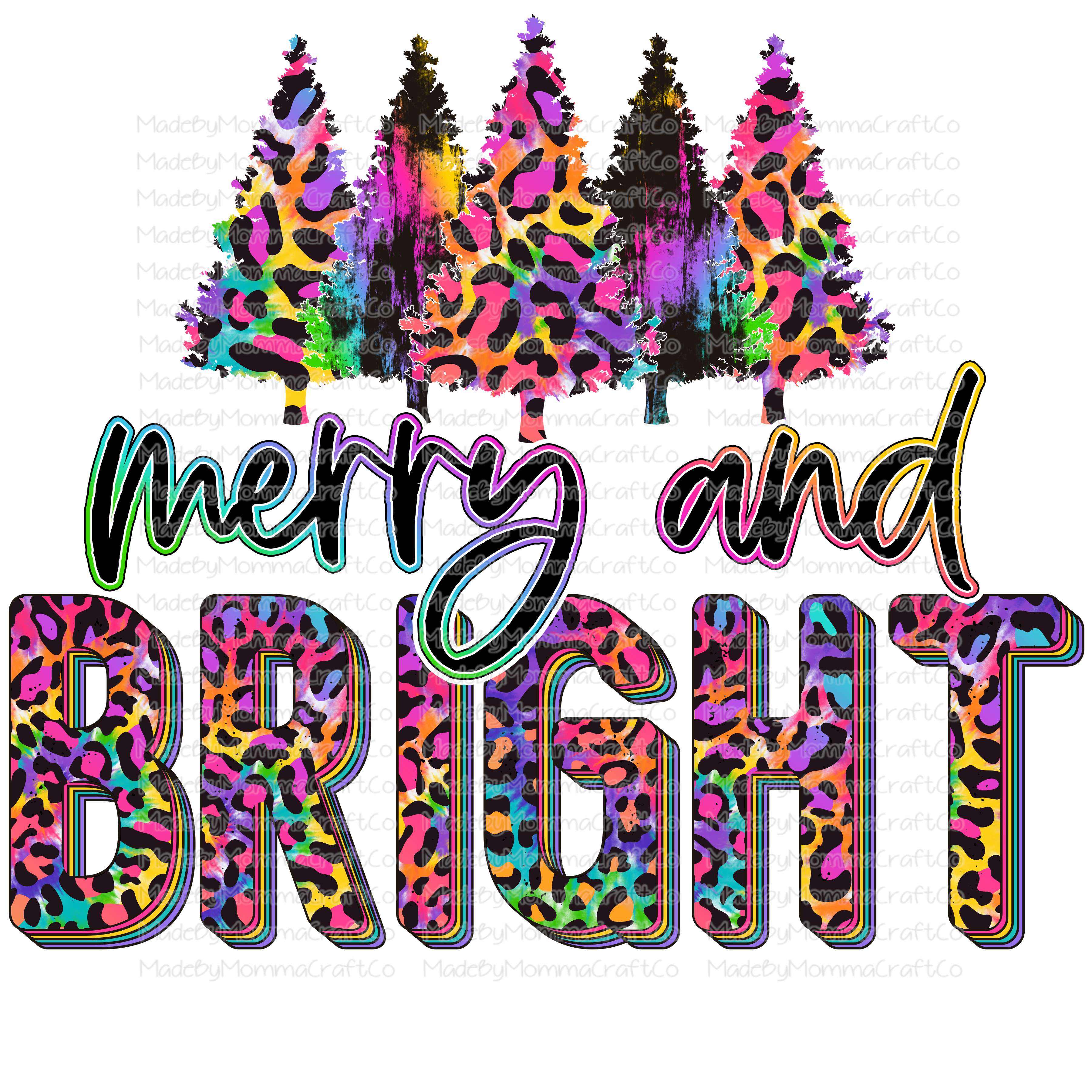 Merry and Bright Trees Retro - Christmas - Cheat Clear Waterslide™ or White Cast Sticker