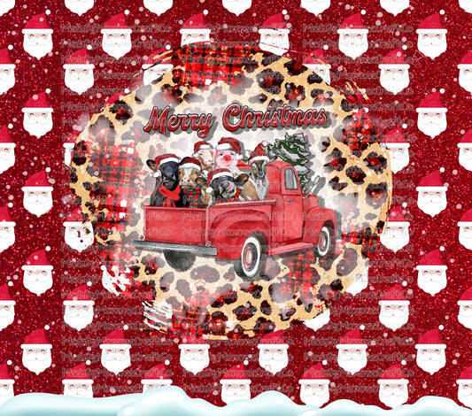 Merry Christmas Truck Tumbler Wrap - Sublimation Vinyl Or Waterslide Wrap