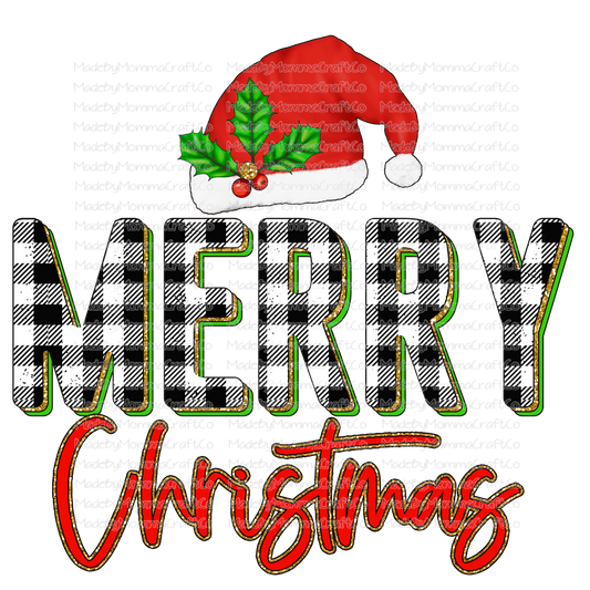 Merry Christmas plaid glitter - Christmas - Cheat Clear Waterslide™ or White Cast Sticker