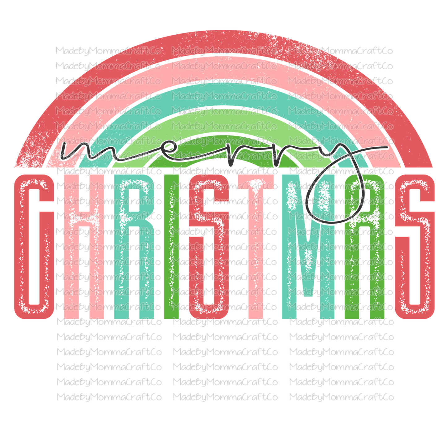 merry christmas rainbow distressed -Cheat Clear Waterslide™ or White Cast Sticker