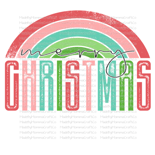 merry christmas rainbow distressed -Cheat Clear Waterslide™ or White Cast Sticker