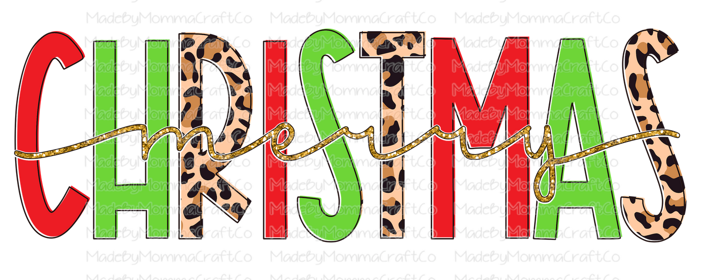 Merry Christmas Red Green Leopard - Christmas - Cheat Clear Waterslide™ or White Cast Sticker