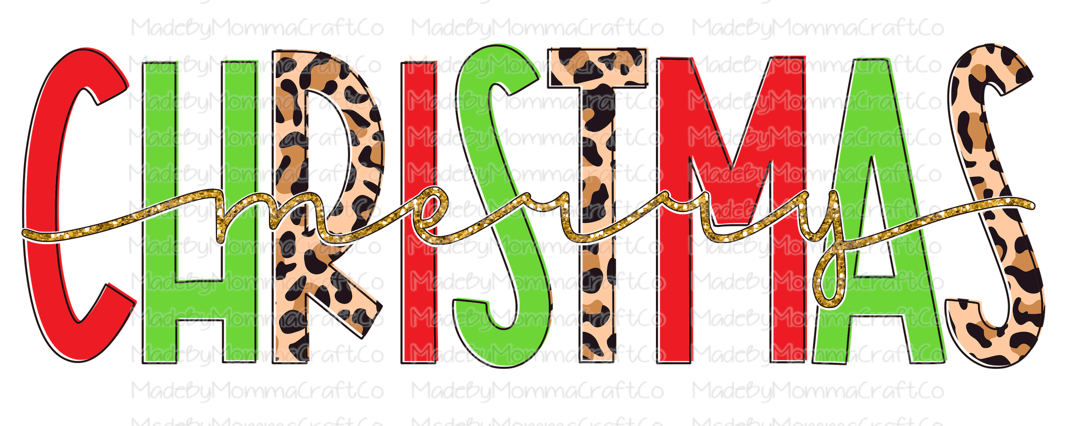 Merry Christmas Red Green Leopard - Christmas - Cheat Clear Waterslide™ or White Cast Sticker