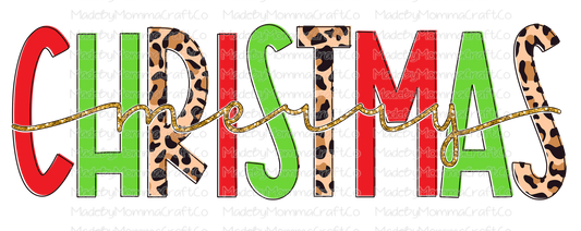 Merry Christmas Red Green Leopard - Christmas - Cheat Clear Waterslide™ or White Cast Sticker