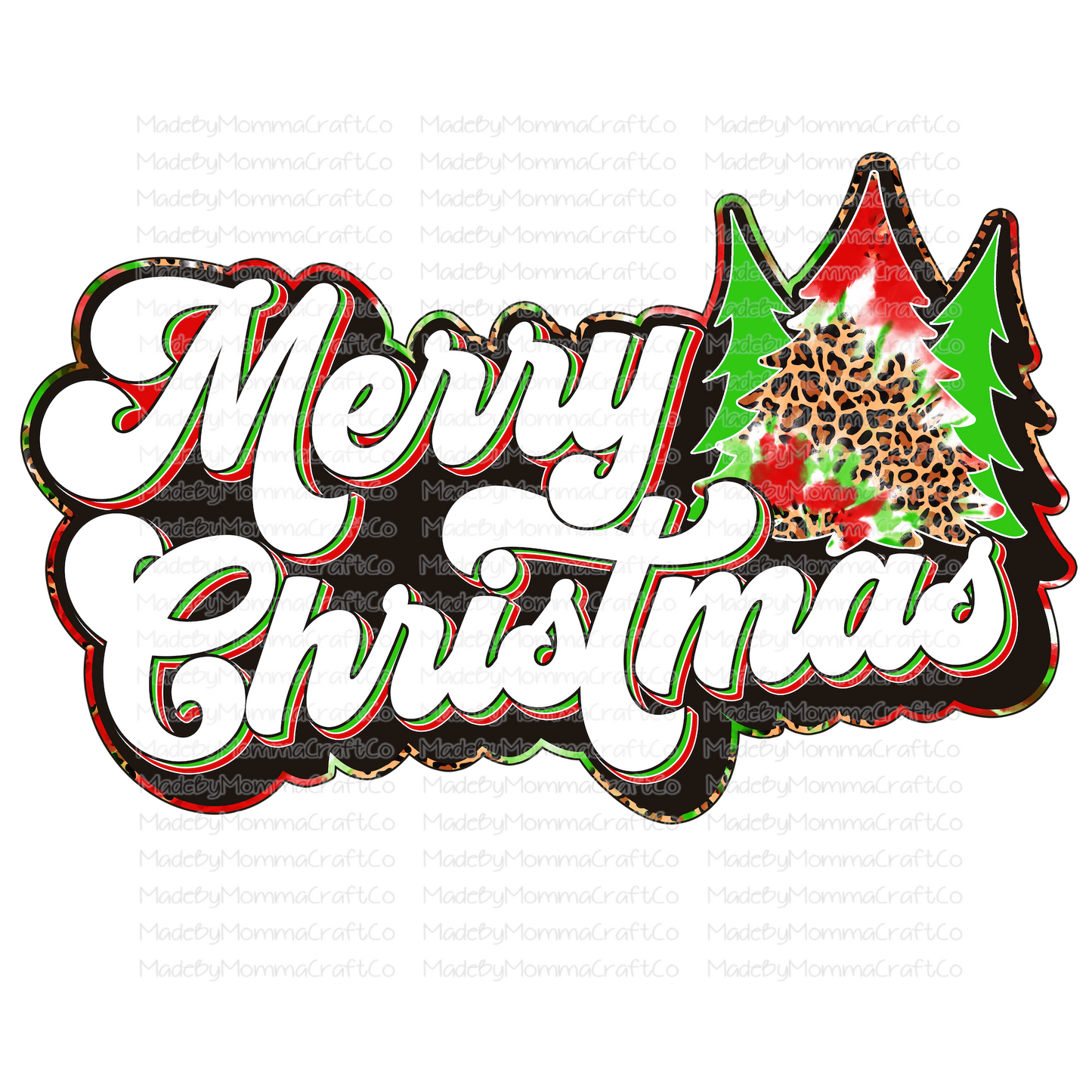 Merry Christmas Retro Tie Dye - Christmas - Cheat Clear Waterslide™ or White Cast Sticker