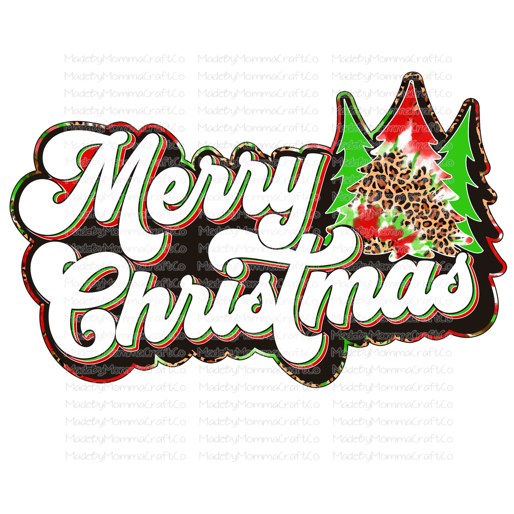 Merry Christmas Retro Tie Dye - Christmas - Cheat Clear Waterslide™ or White Cast Sticker