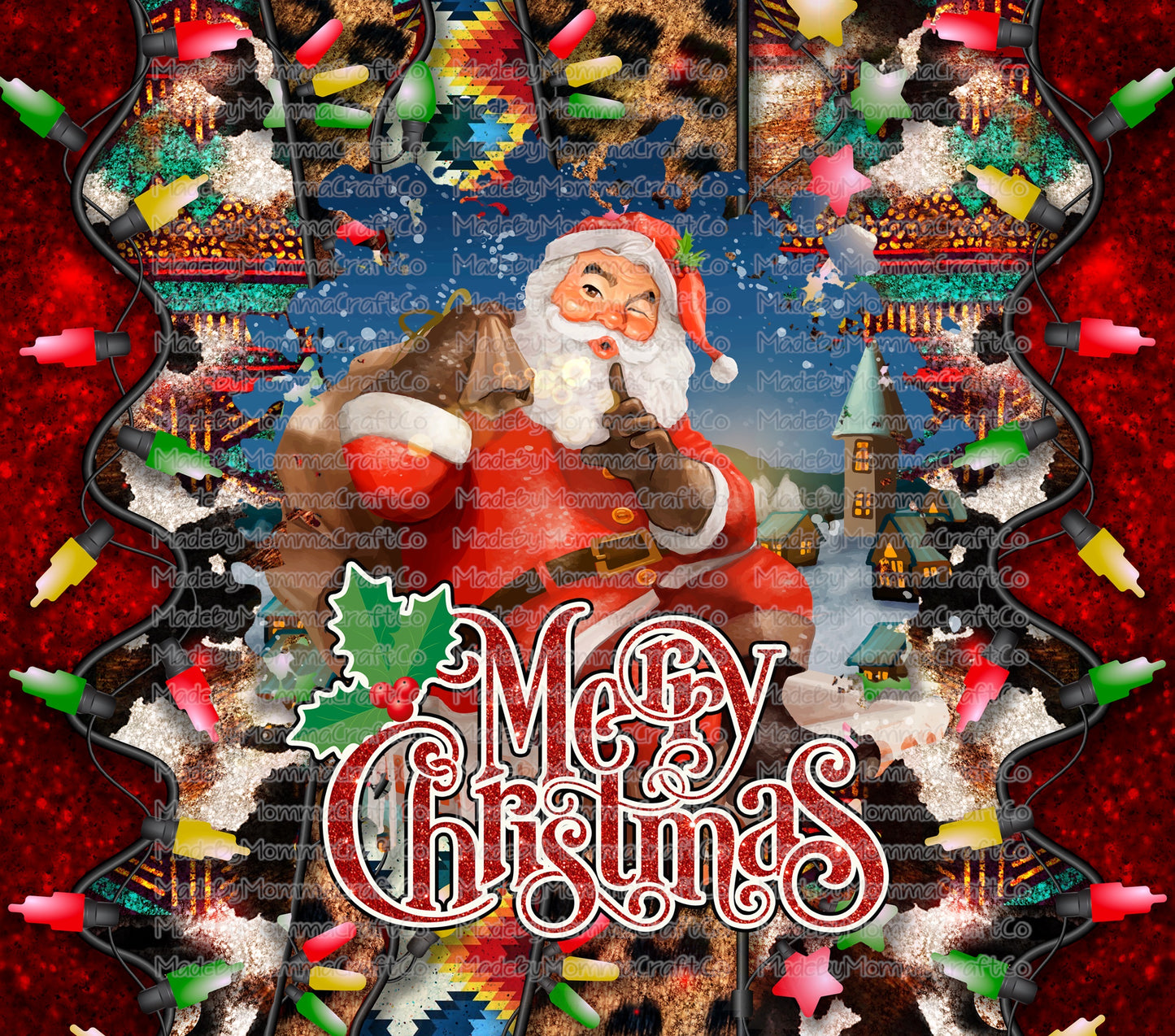 Merry Christmas Santa Tumbler Wrap - Sublimation Vinyl Or Waterslide Wrap