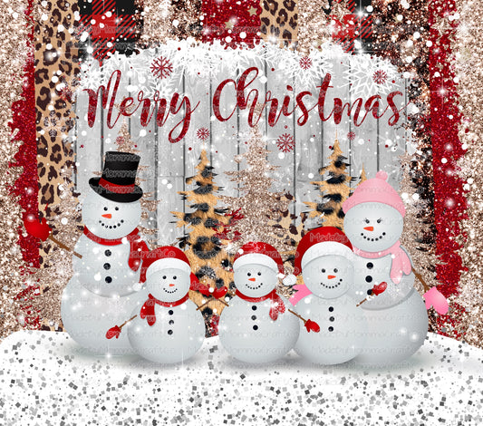 Merry Christmas Snowman Tumbler Wrap - Sublimation Vinyl Or Waterslide Wrap