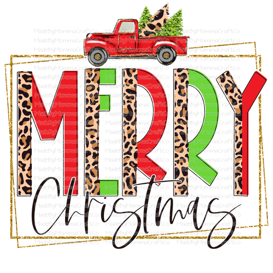 Merry Christmas Truck Box Red - Cheat Clear Waterslide™ or White Cast Sticker