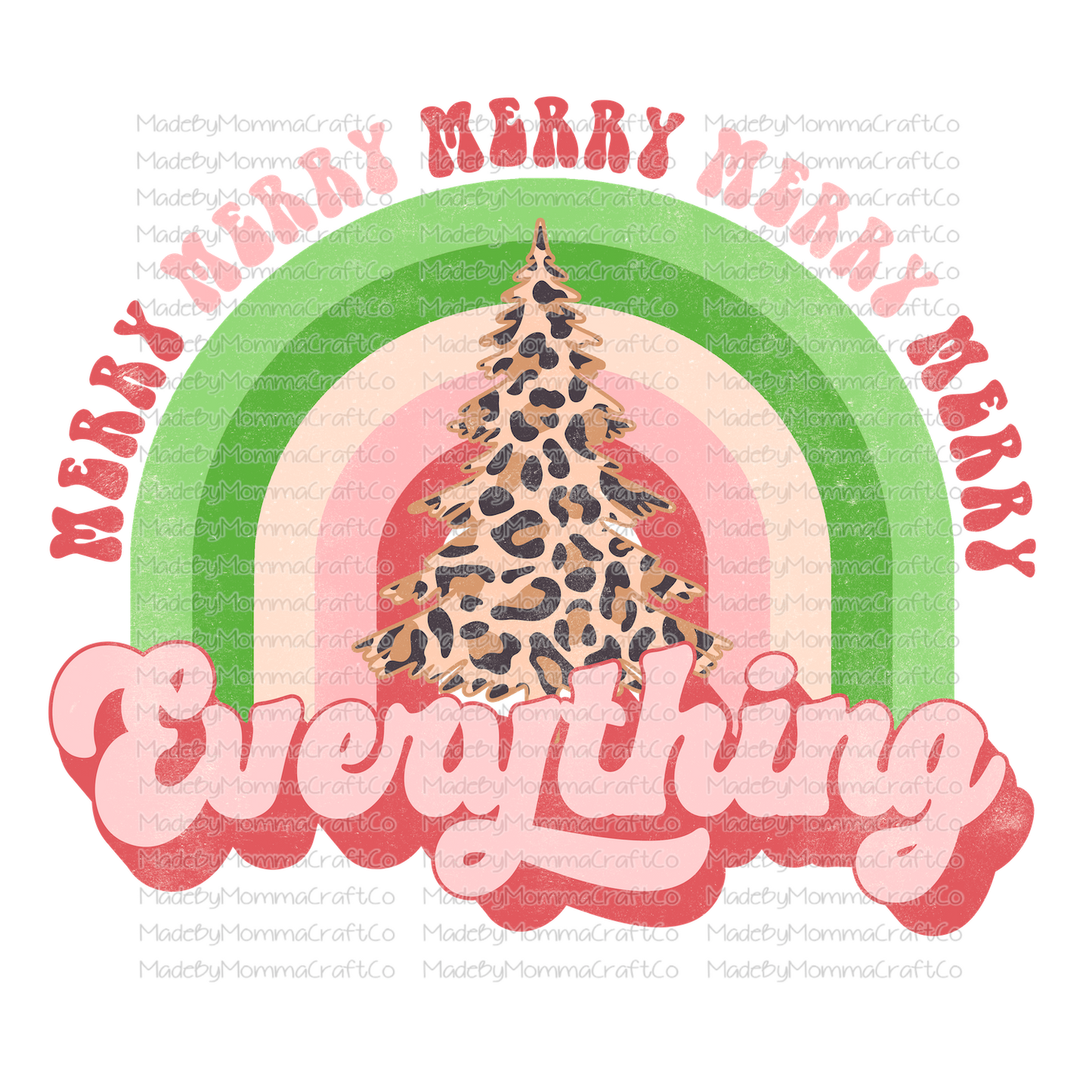 Merry everything retro rainbow leopard christmas -Cheat Clear Waterslide™ or White Cast Sticker