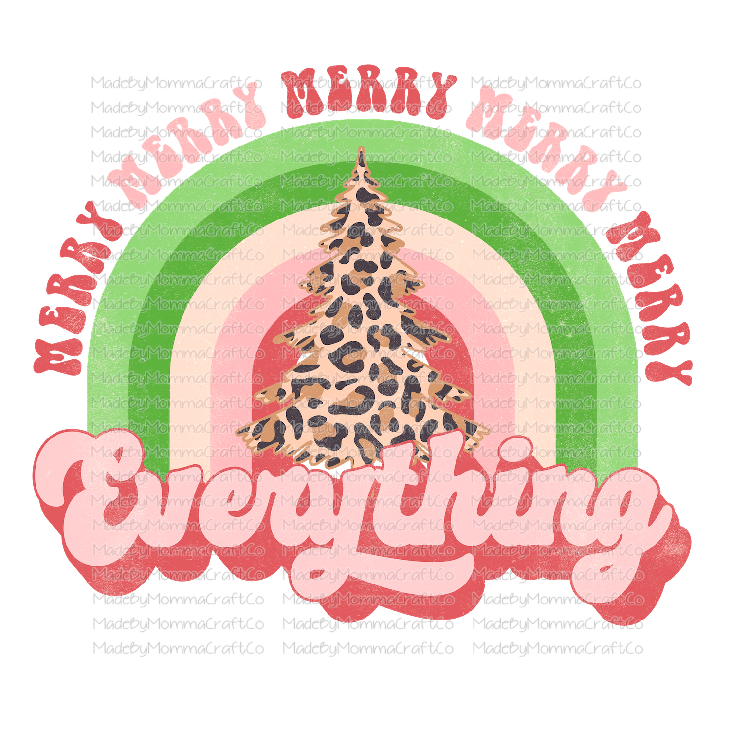 Merry everything retro rainbow leopard christmas -Cheat Clear Waterslide™ or White Cast Sticker