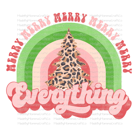 Merry everything retro rainbow leopard christmas -Cheat Clear Waterslide™ or White Cast Sticker