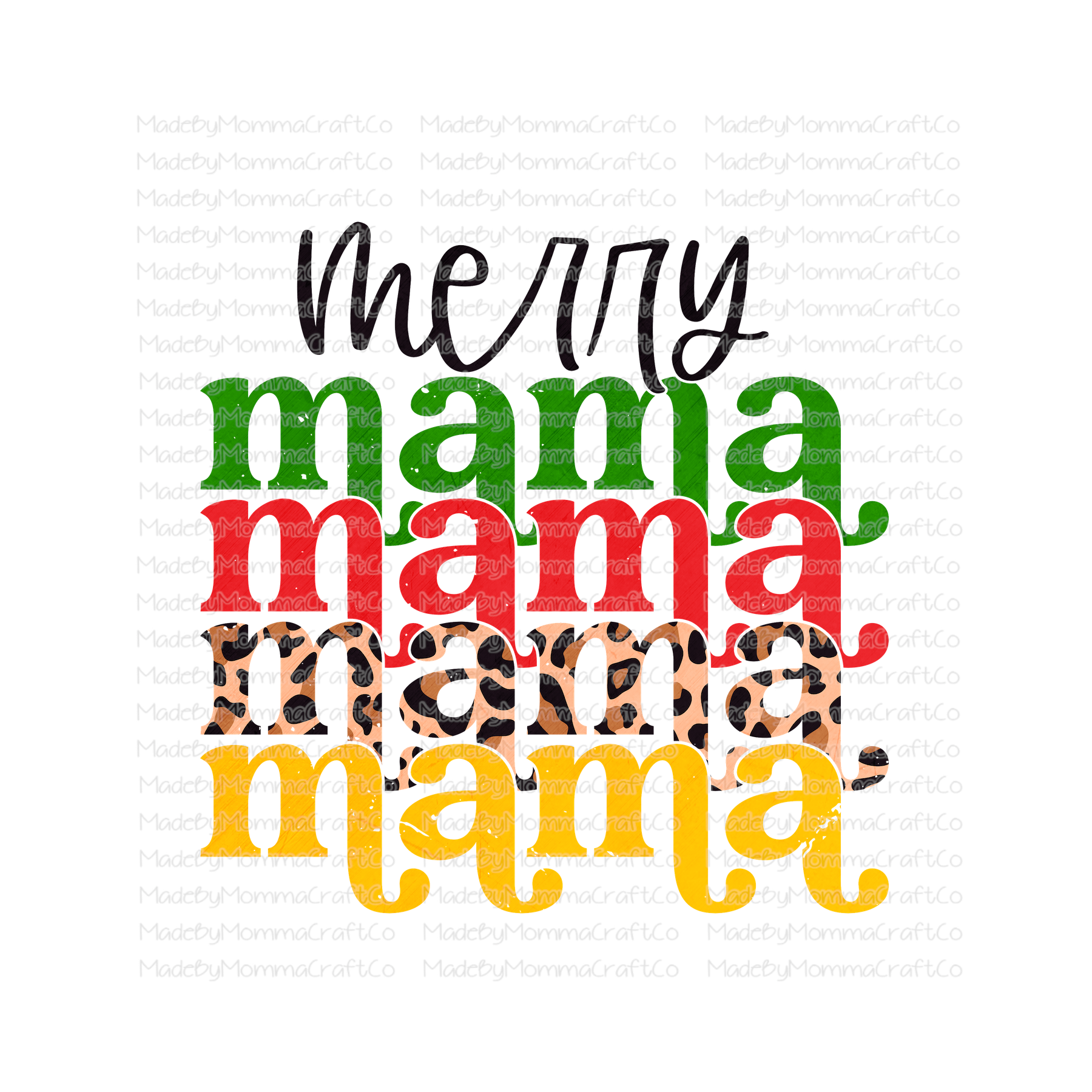 Merry Mama Leopard Stacked - Cheat Clear Waterslide™ or White Cast Sticker