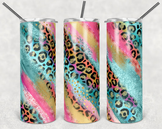 Retro Milky Way Leopard Tumbler Wrap - Sublimation Or Clear Waterslide Wrap