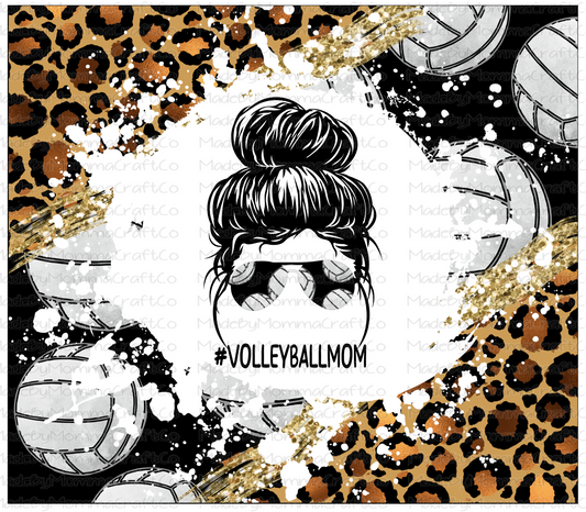 Volleyball Mom Messy Bun Sublimation Tumbler Wrap - Or Clear Waterslide Wrap