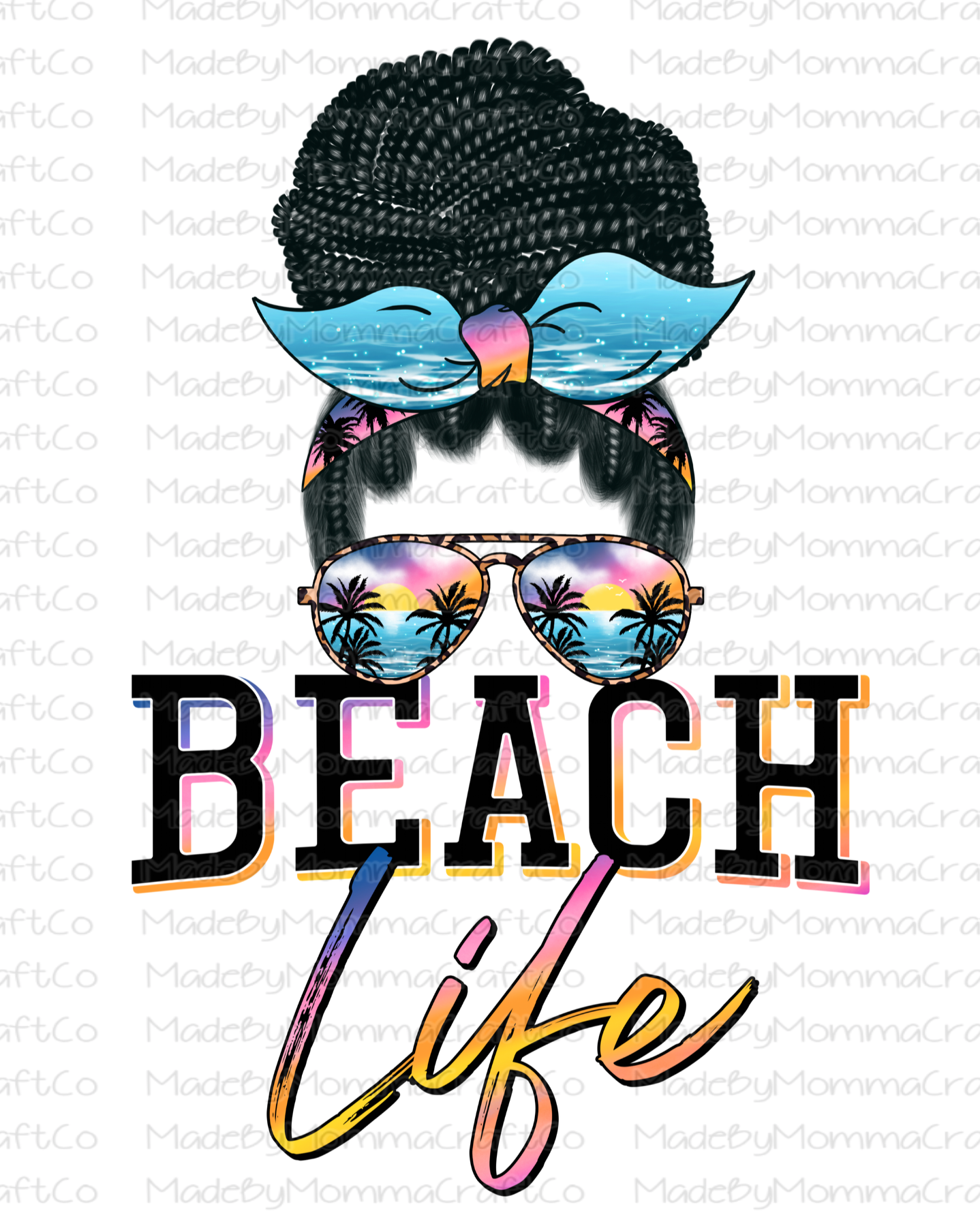 Messy Bun Beach Life - Cheat Clear Waterslide™ or White Cast Sticker