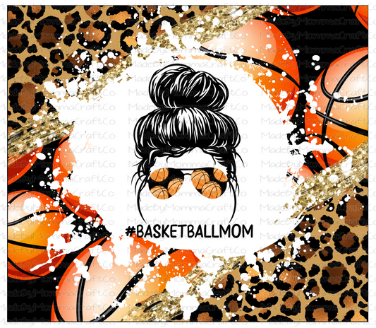 Basketball Mom Messy Bun Sublimation Tumbler Wrap - Or Clear Waterslide Wrap