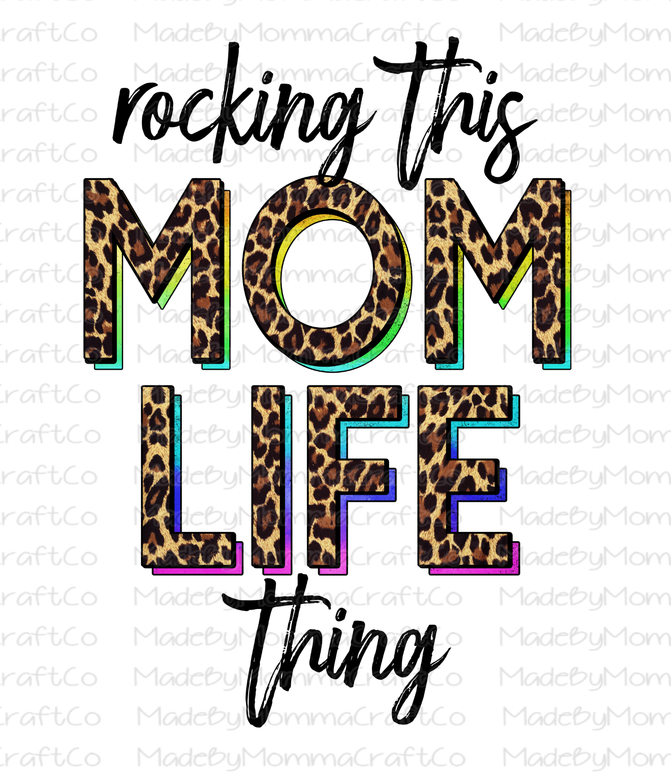 Retro Rocking this MOM LIFE thing Leopard  - Cheat Clear Waterslide™ or White Cast Sticker