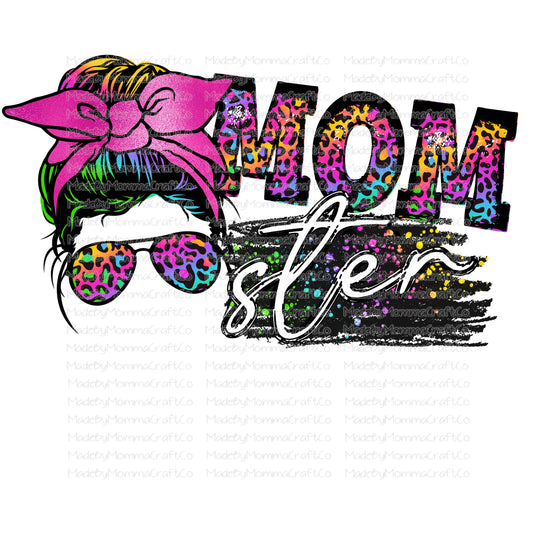Momster Rainbow Leopard Messy Bun - Cheat Clear Waterslide™ or Cheat Clear Sticker Decal