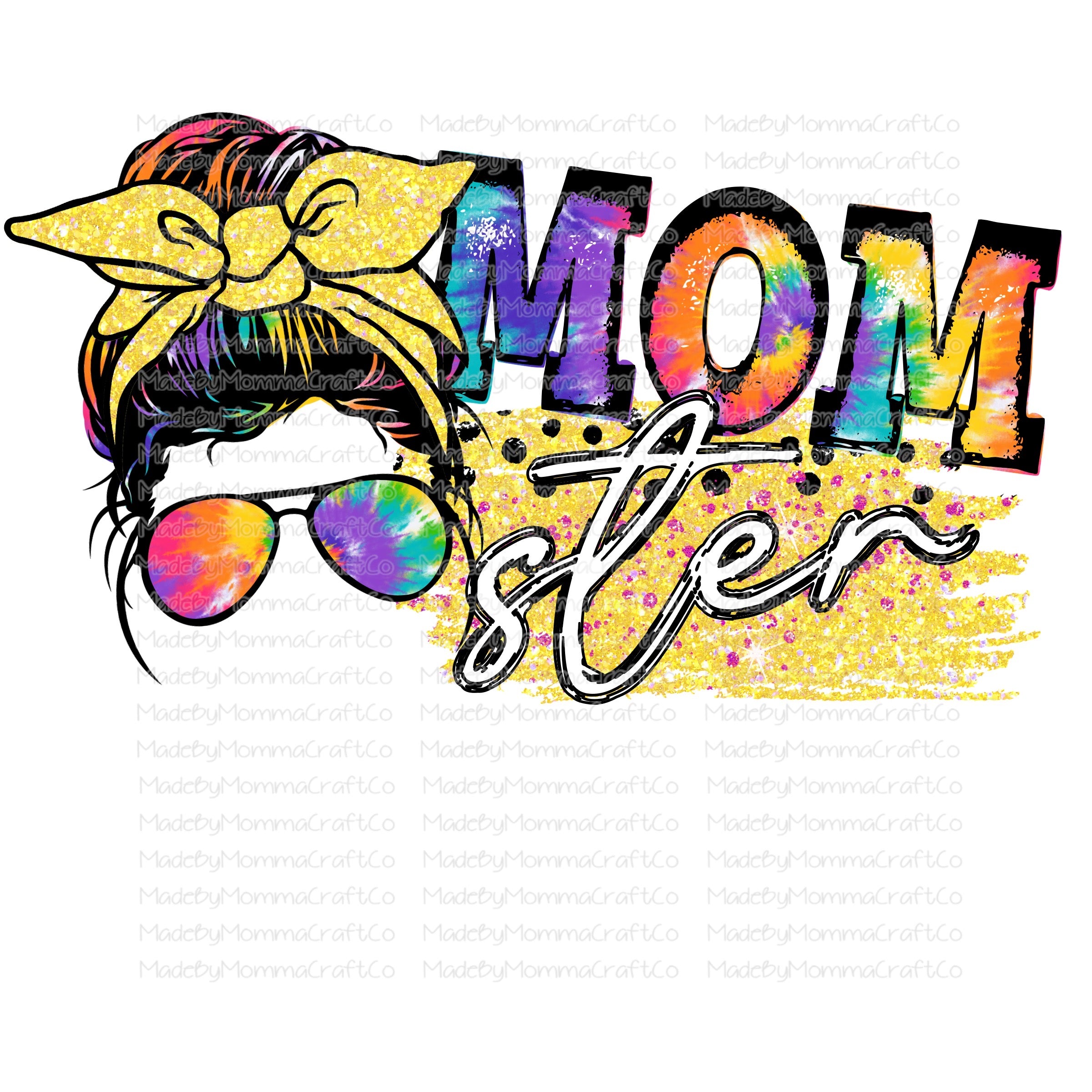 Momster Tie Dye Messy Bun - Cheat Clear Waterslide™ or White Cast Sticker