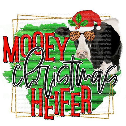 Mooey Christmas Heifer - Cheat Clear Waterslide™ or White Cast Sticker