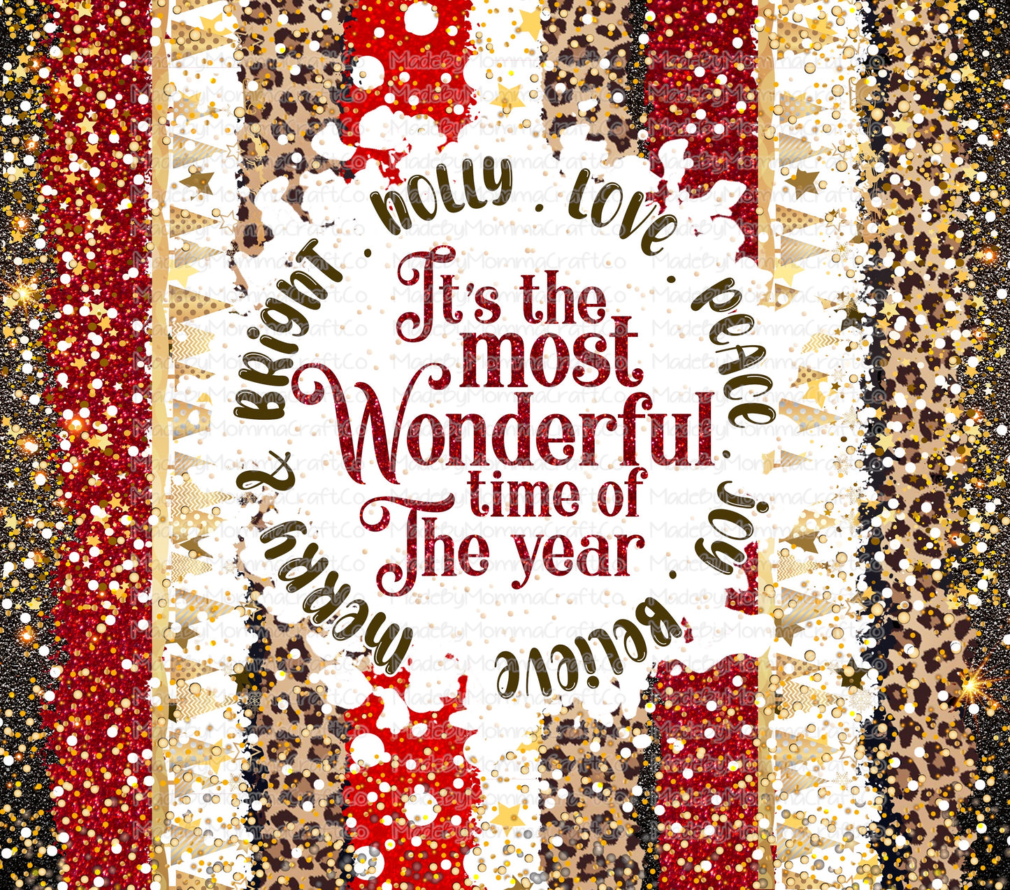 Most Wonderful Time of the Year Christmas Tumbler Wrap - Sublimation Vinyl Or Waterslide Wrap