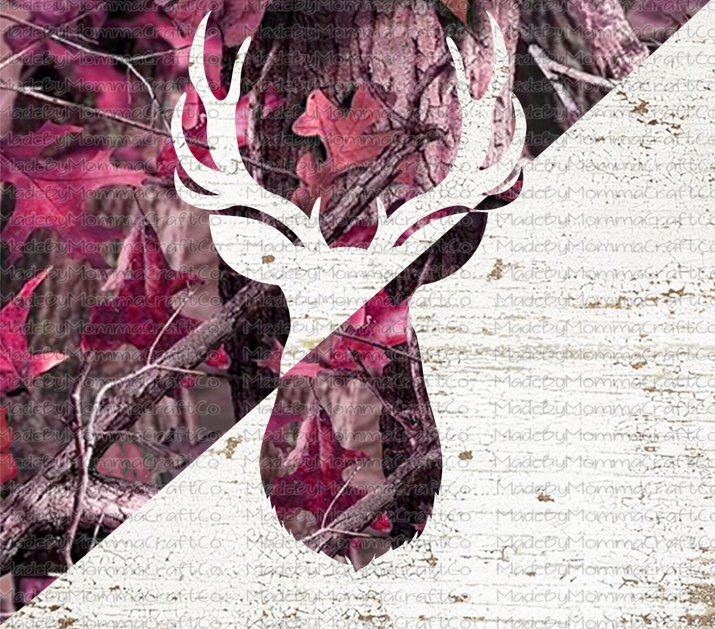 Pink Camo Deer Sublimation Tumbler Wrap - Or Clear Waterslide Wrap